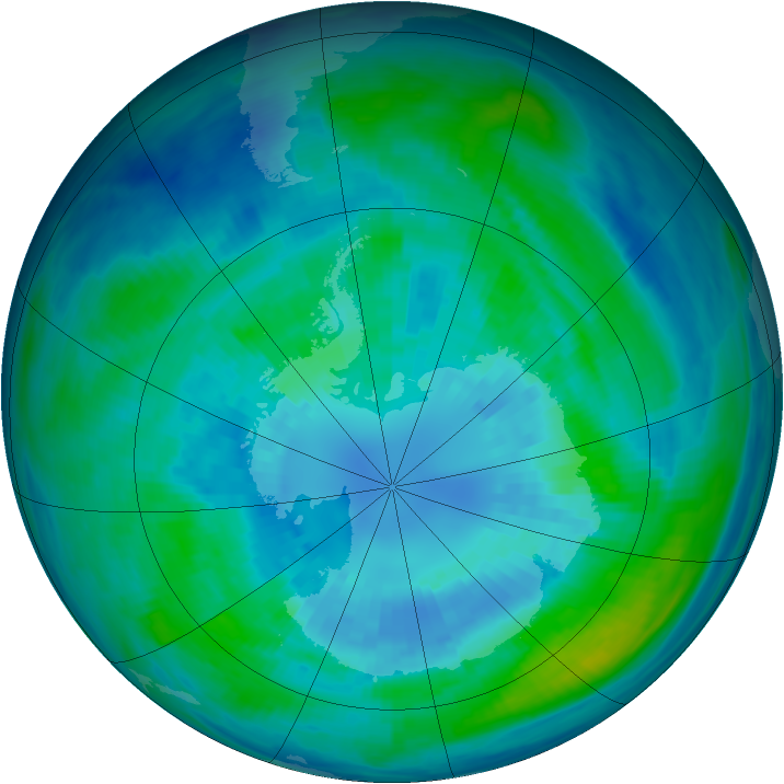 Antarctic ozone map for 03 April 1988